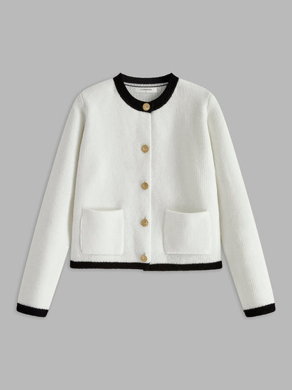 Contrast Trim Jersey Cardigan