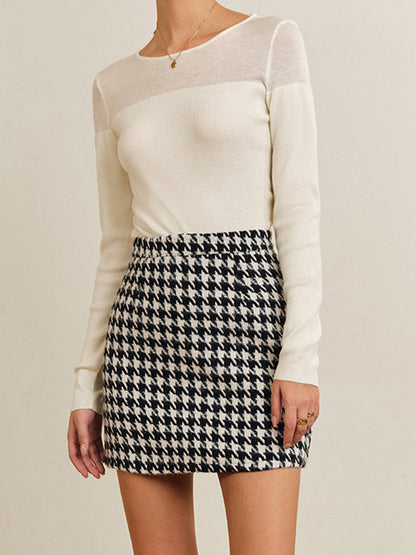 Plaid Tweed Mini Skirt