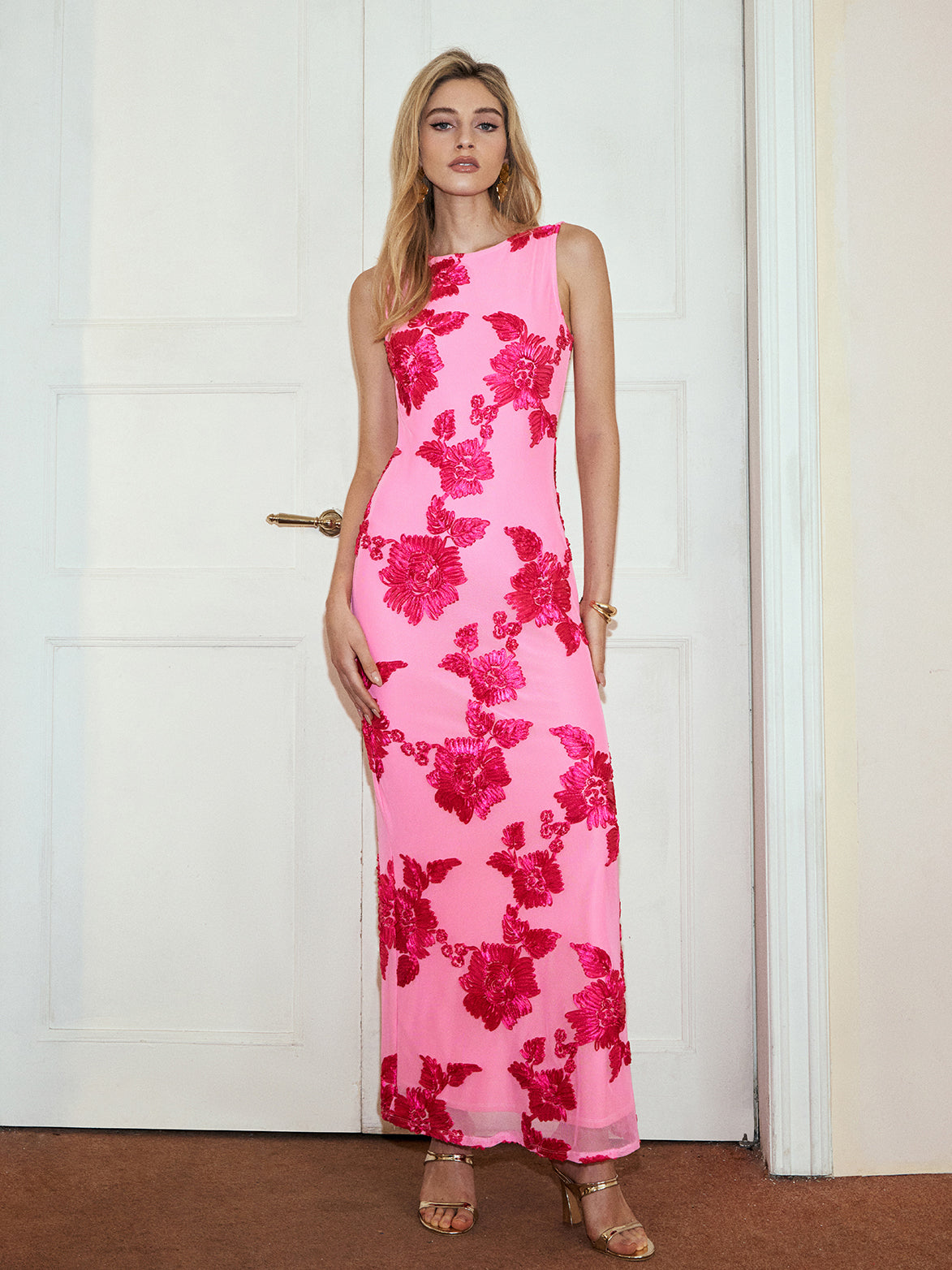 Romance Floral Sleeveless Mesh Dress