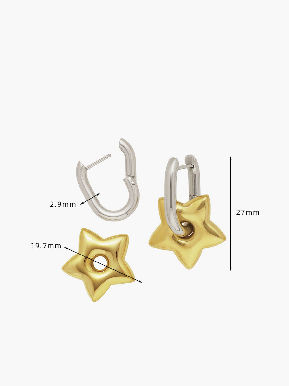 U-Shape Star Drop Earrings