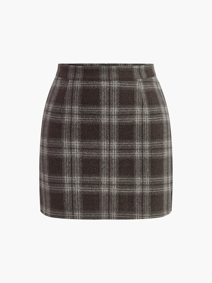 Plaid Tweed Mini Skirt