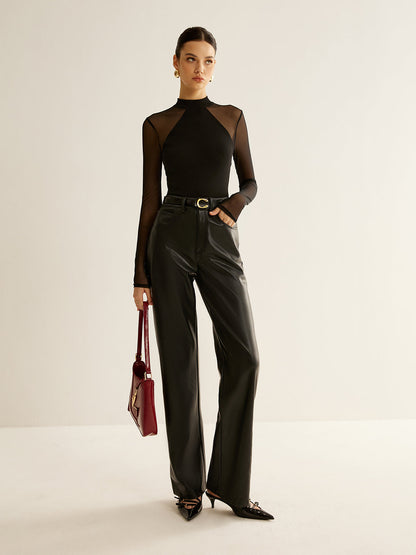 Sheer Long Sleeve Jersey Top