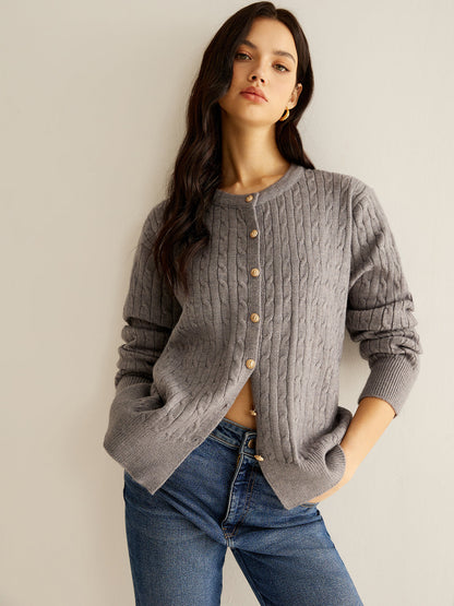 Button Down Twist Slim Cardigan