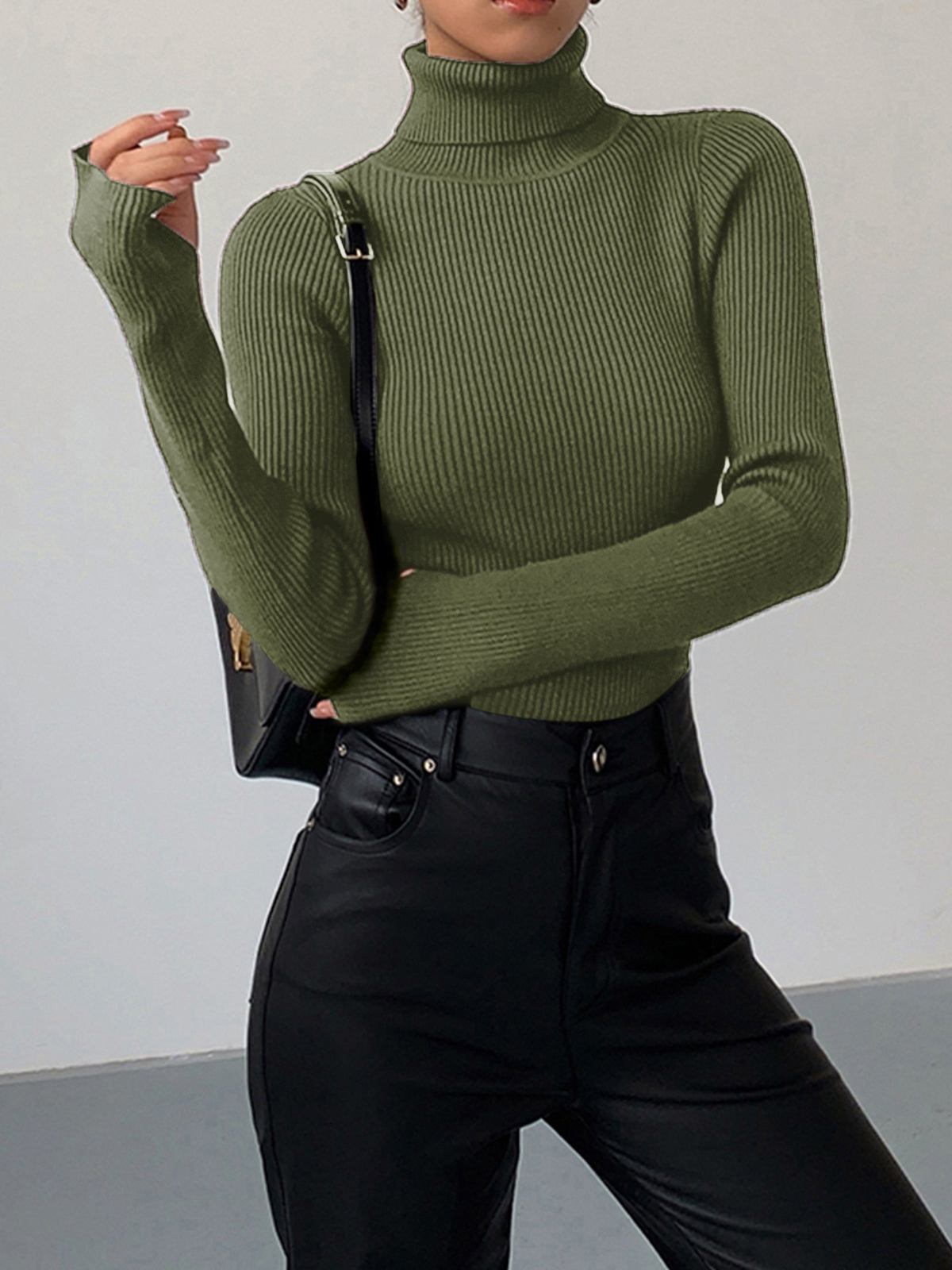 | Women’s Ribbed Turtleneck Sweater