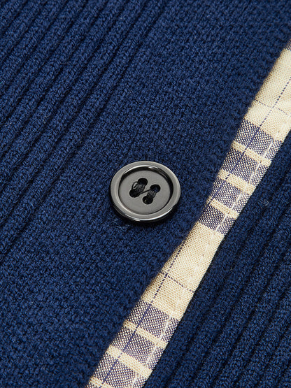 Color Block Button Panel Cardigan