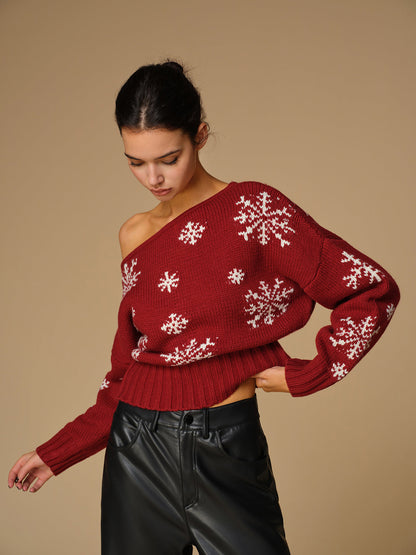 Asymmetrical Snowflake Knit Top