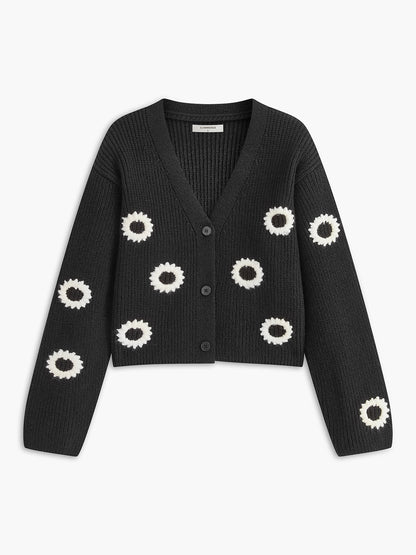 Contrast Binding Button Short Cardigan