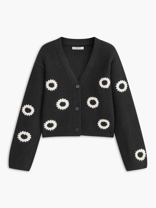 Contrast Binding Button Short Cardigan