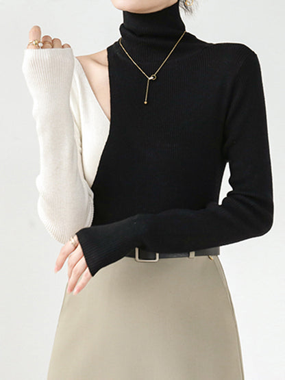 Color Block Cutout Knit Top