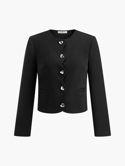Heart-Button Regular Fit Jacket