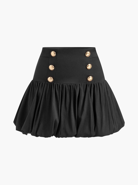 Bud Waist Pleated Panel Mini Skirt