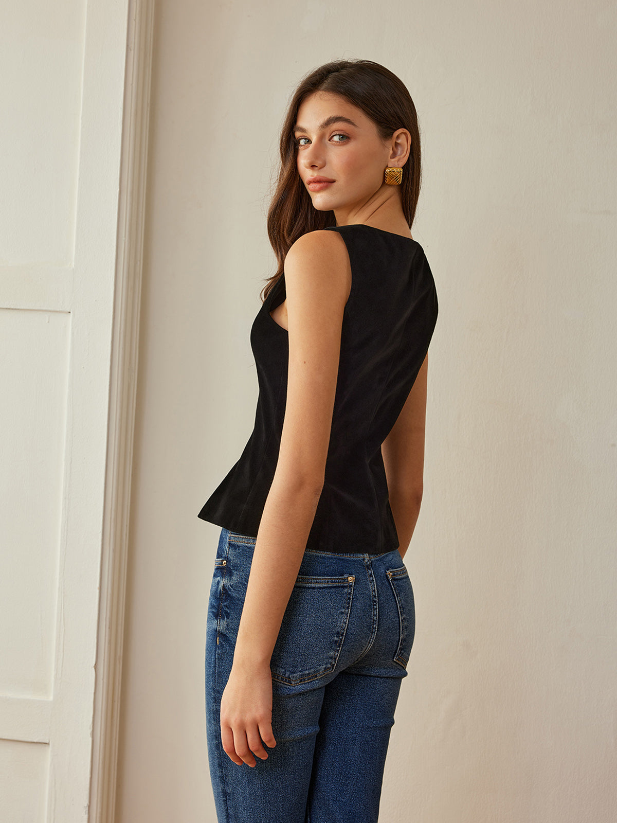 Velvet Metal-Button Vest