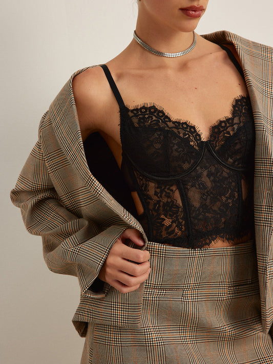 Sheer Lace Crop Corset