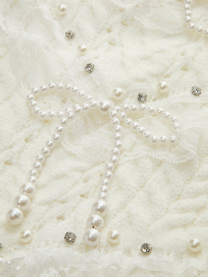 Romance Lace Trim Beaded Sweater