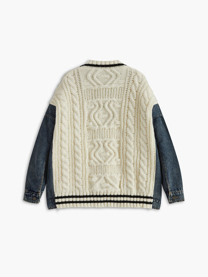 Wollen Blend Color Block Cardigan