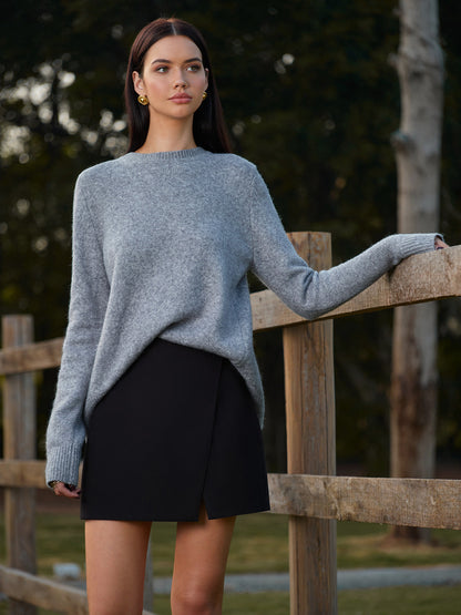 Round Neck Bow-Decor Sweater