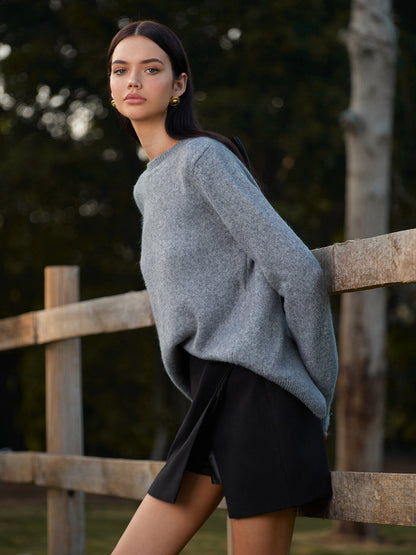 Round Neck Bow-Decor Sweater
