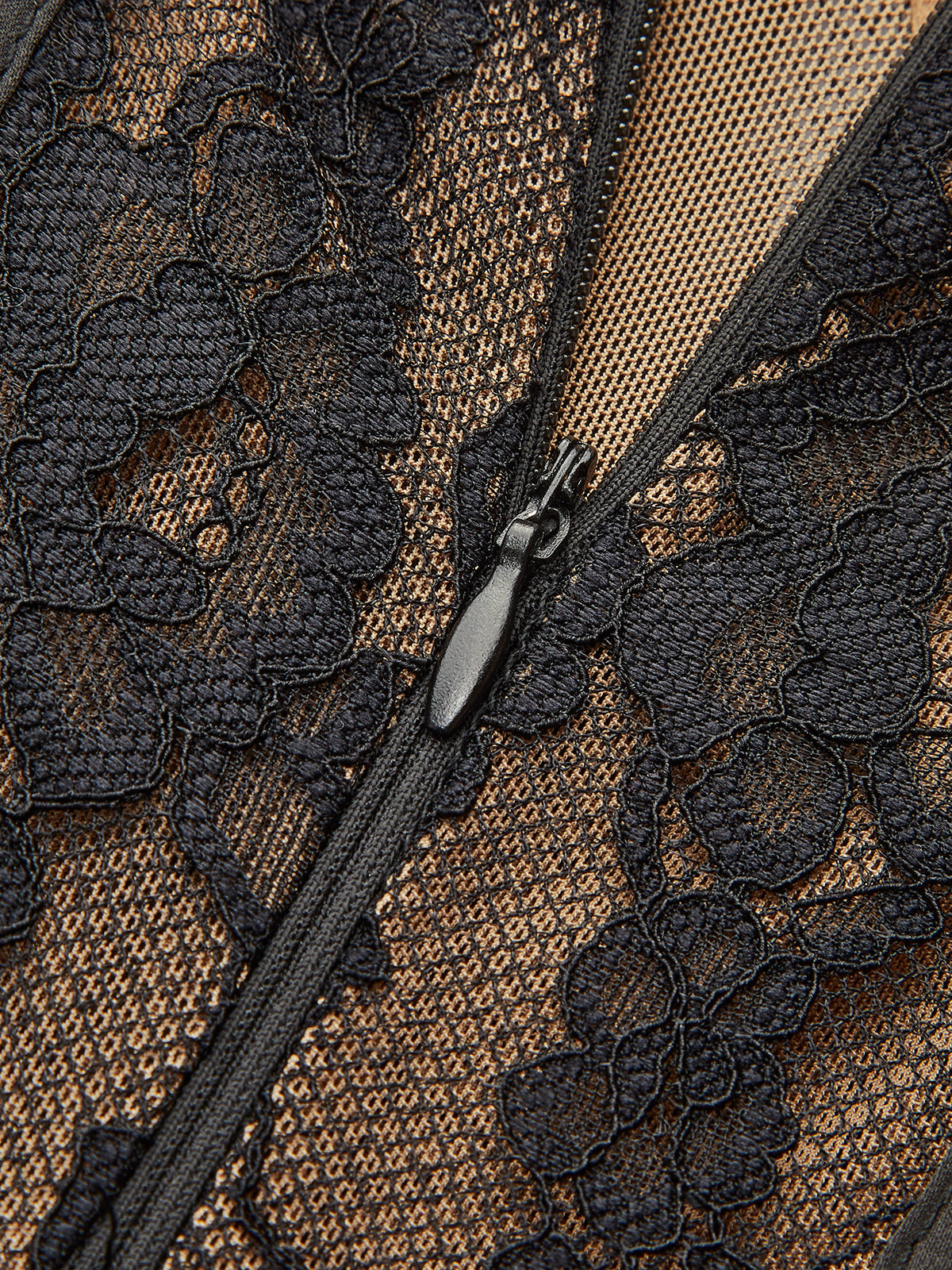 Pleated Satin-Hem Lace Cami Dress