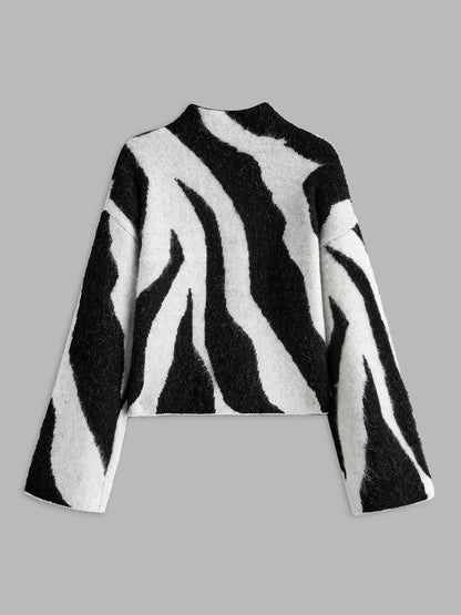 Wool-Blend Leopard Fuzzy Sweater