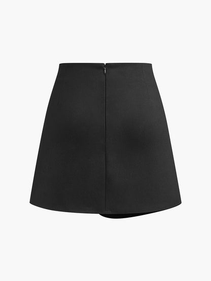 Asymmetrical Pleated Zipper Skirt