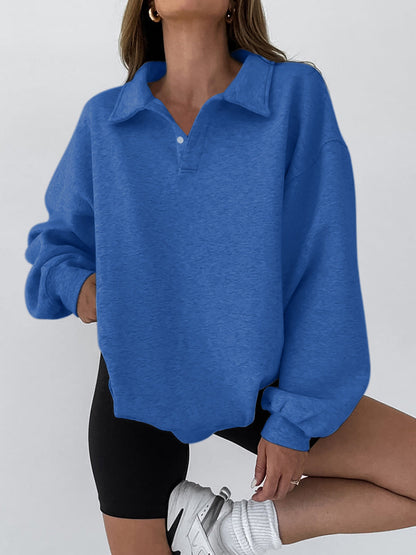 Minimalist Plain Polo Sweatshirt