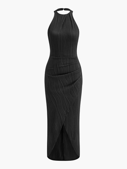 Pleated Halter Neck Dress