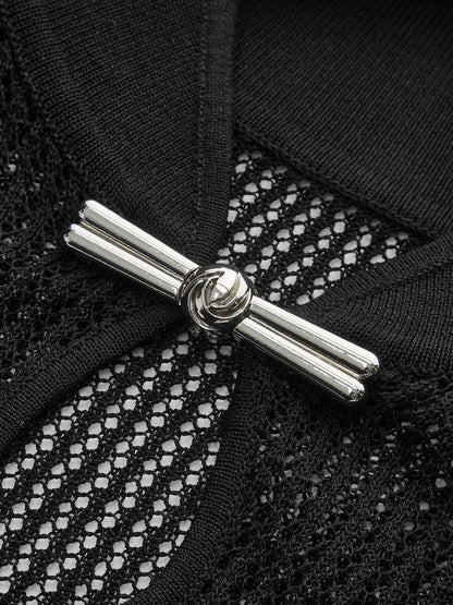 Keyhole Neckline Semi-Sheer Knit Top