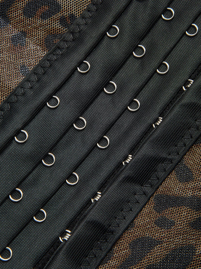 Semi-Sheer Leopard Printed Corset