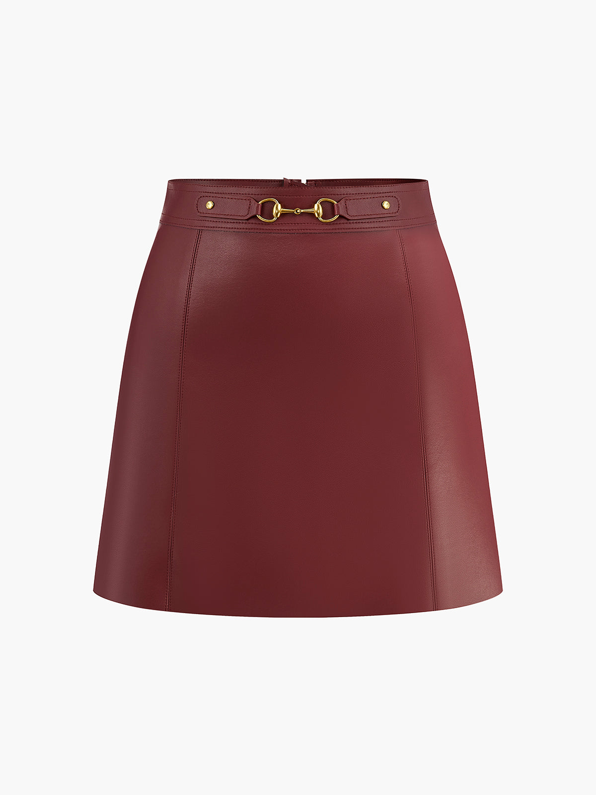 Magnet Closure Faux Leather Skirt