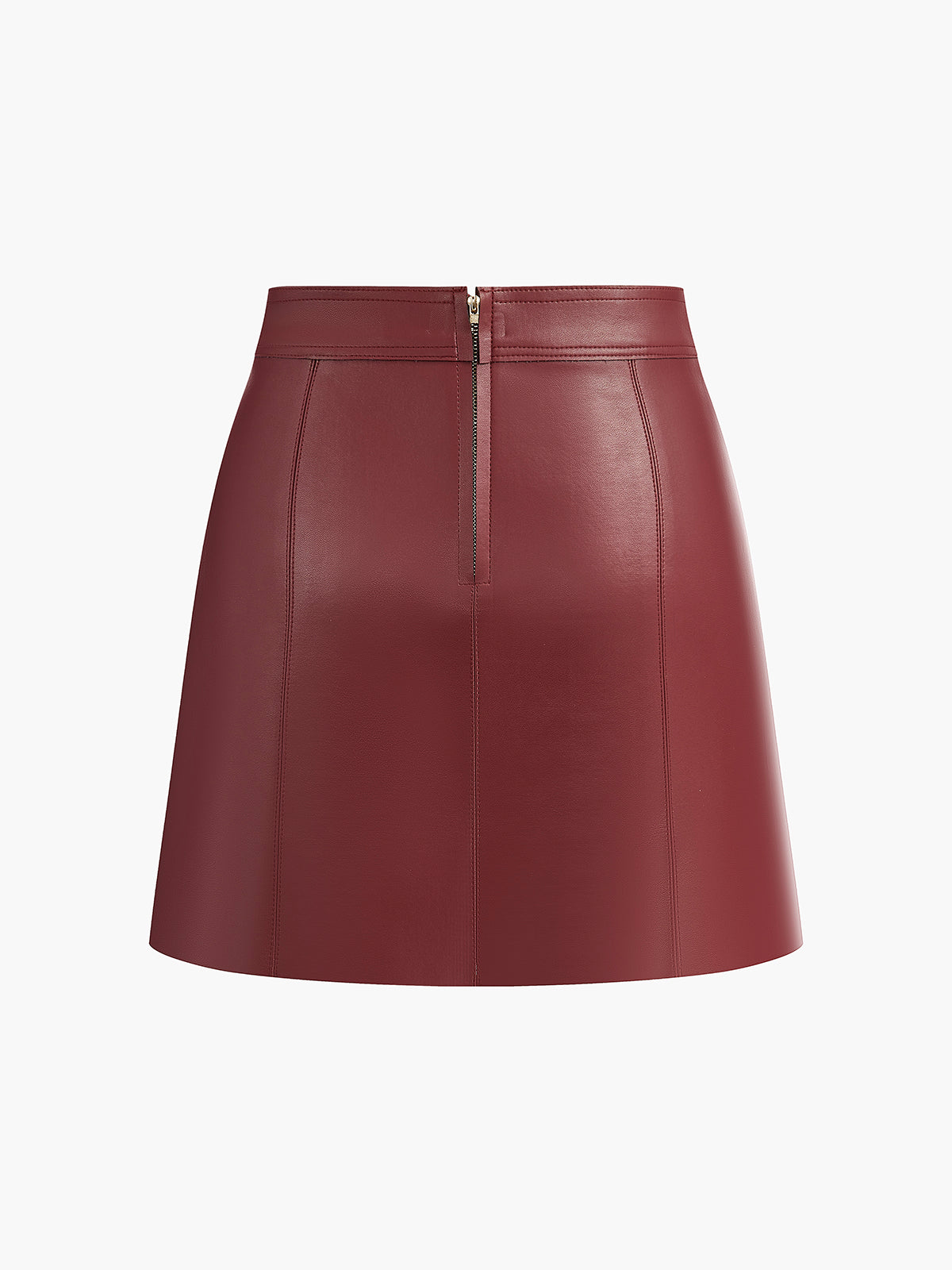 Magnet Closure Faux Leather Skirt
