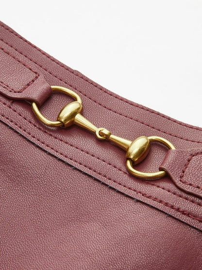 Magnet Closure Faux Leather Skirt