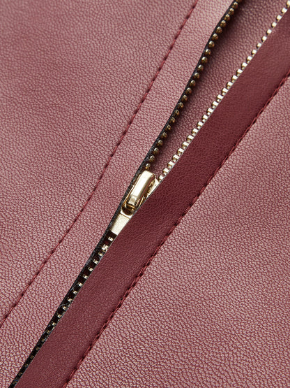 Magnet Closure Faux Leather Skirt