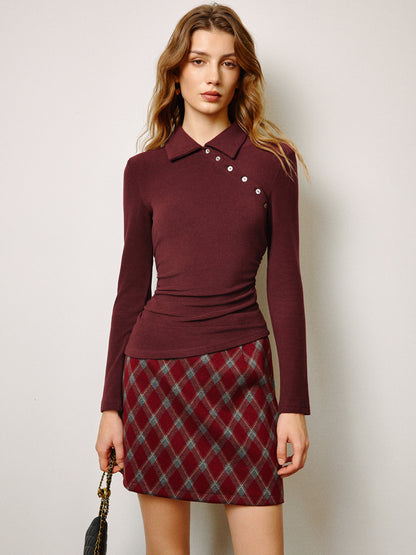 Asymmetrical Button Skinny Polo T-Shirt