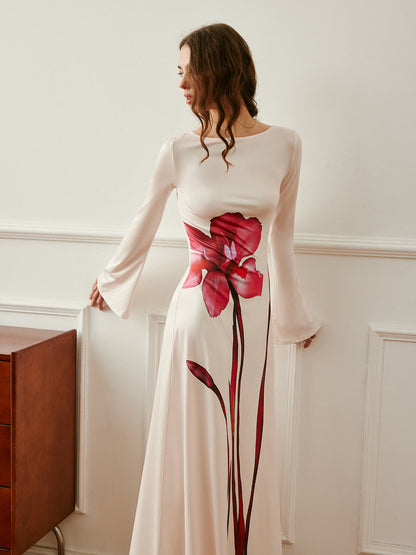 Back Tie Floral Print Dress