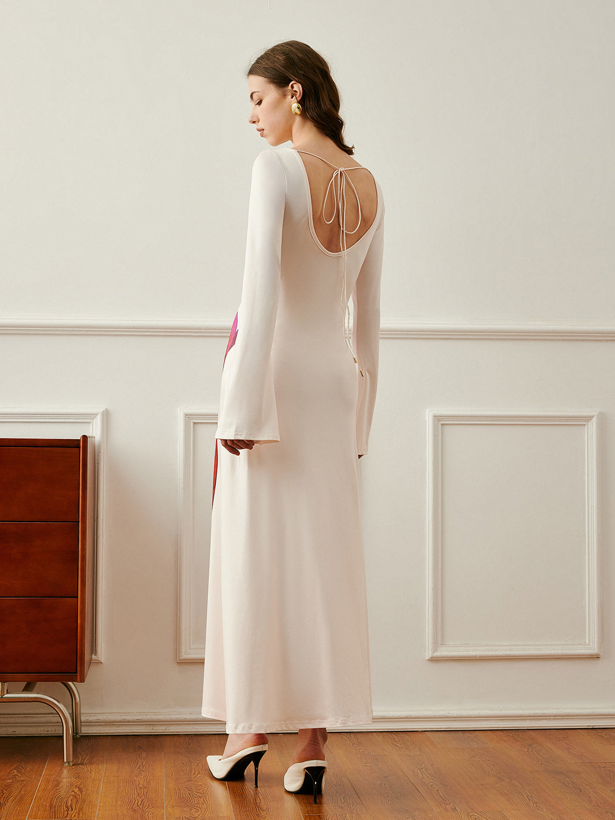 Back Tie Floral Print Dress