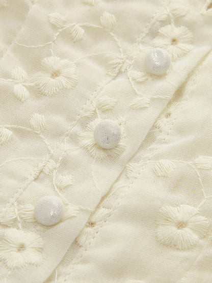 Lace Trim Ruched Floral Peplum Top