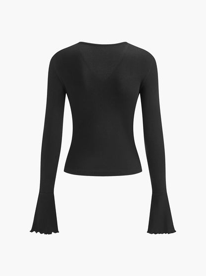 V-Neck Mesh Panel Cardigan