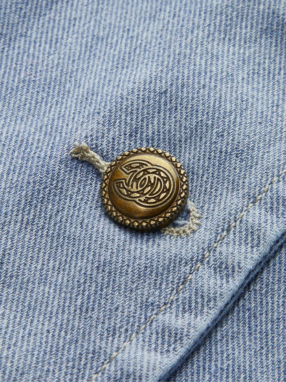 Sleeveless Button-Up Denim Vest