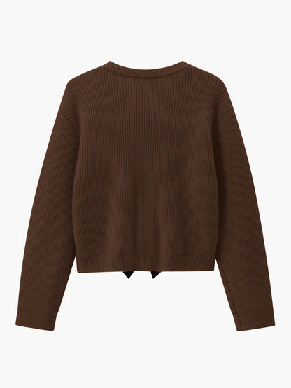 Bow Ribbed Warm Sweater