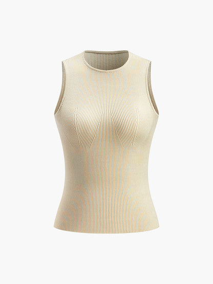 Women's Sleeveless Bodycon Ribbed Knit Tank Top – Slim Fit Summer Top