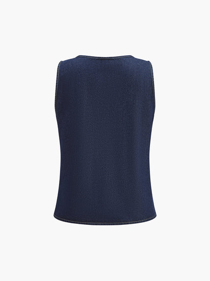 Denim Tie Front Shorts Set