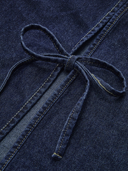 Denim Tie Front Shorts Set