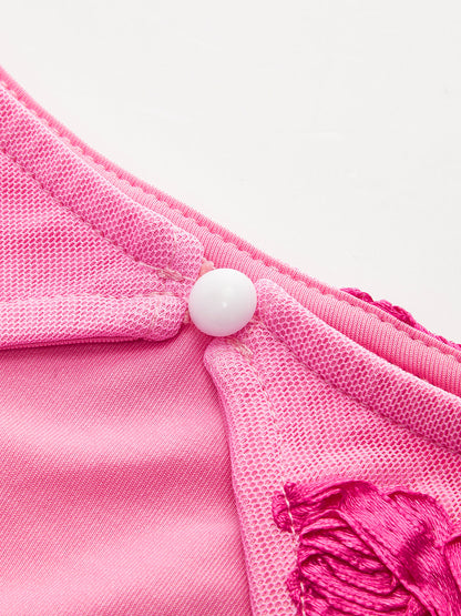 Romance Floral Backless Mesh Dress