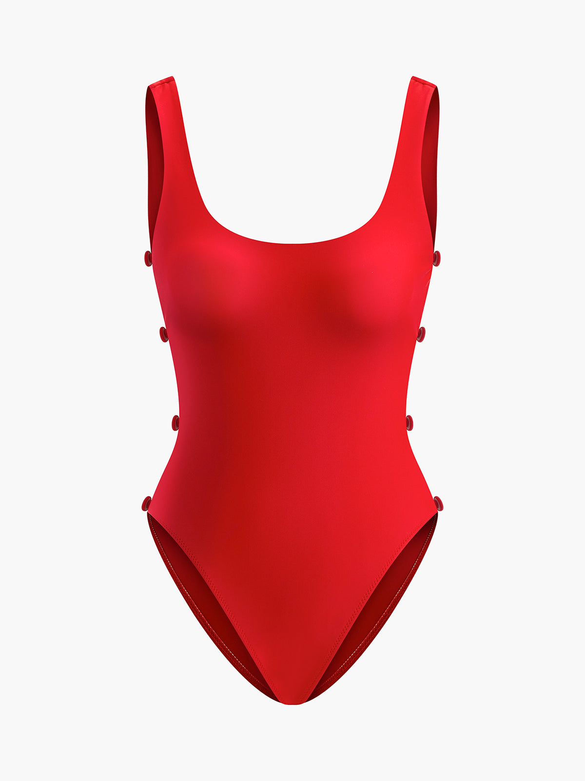 Side Button Cutout One-Piece Swimsuit
