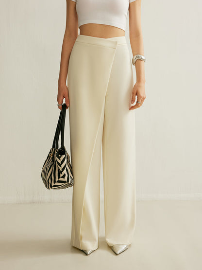 Asymmetrical Cross Wrap High-Waist Pants