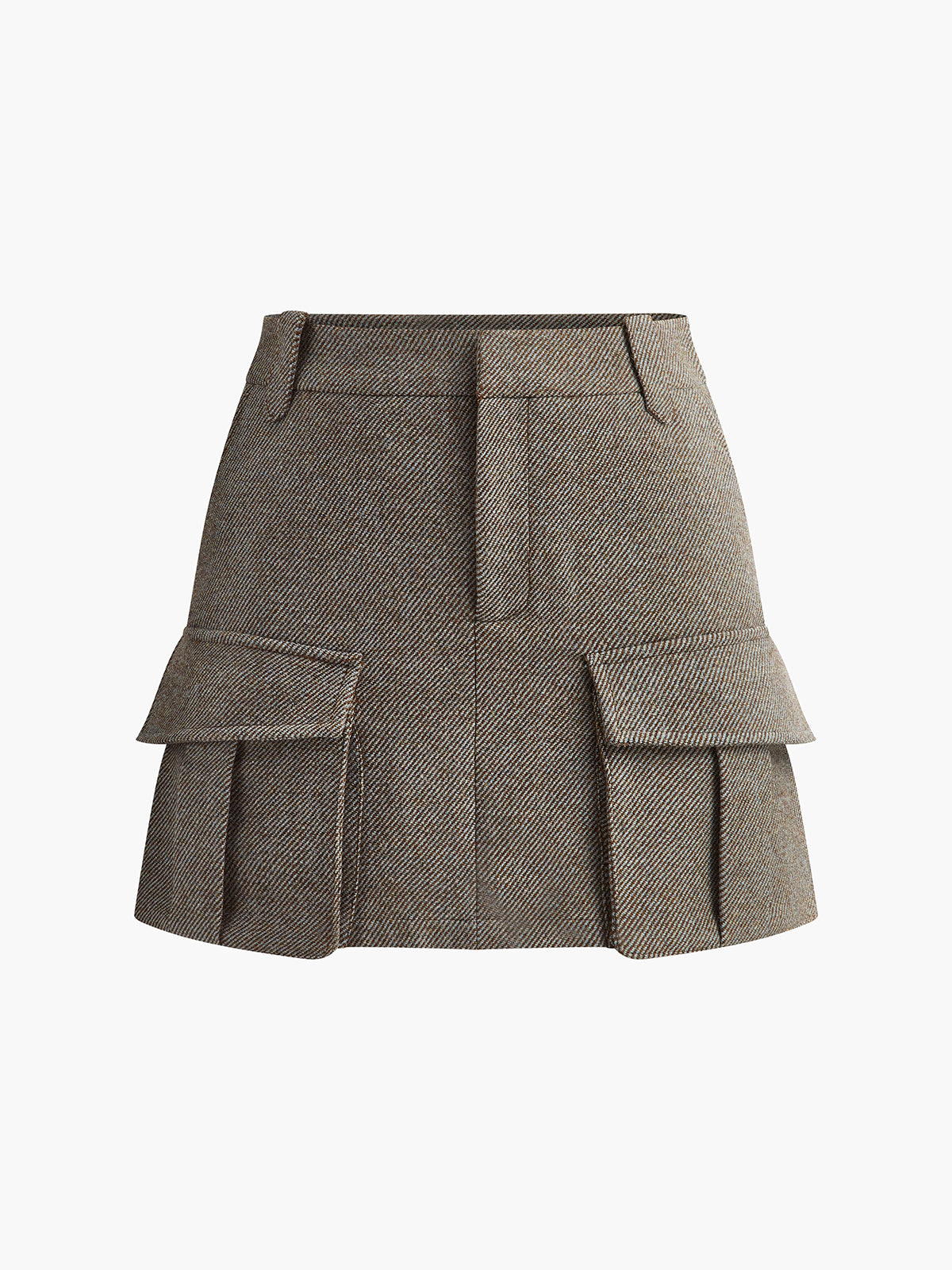 Wool-Blend Cargo Pockets Skirt