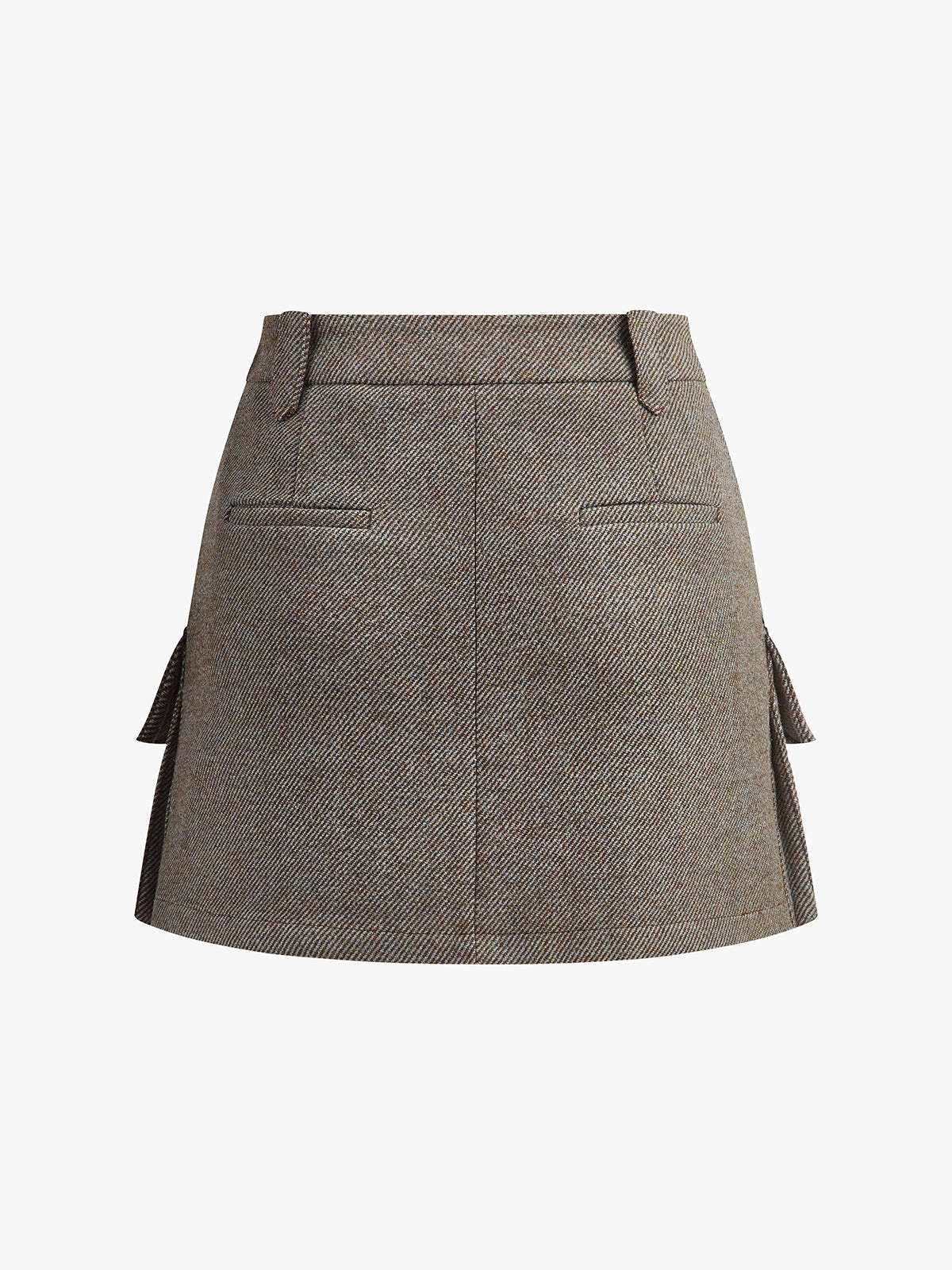 Wool-Blend Cargo Pockets Skirt