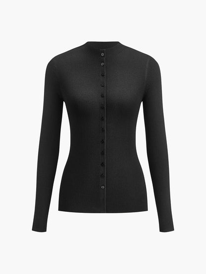 Button Down Skinny Knit Top