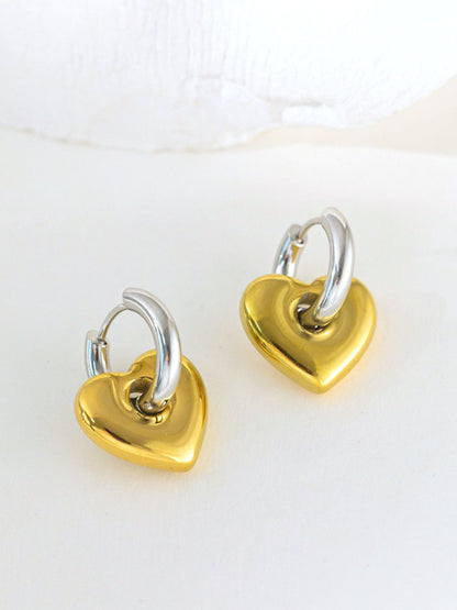 2pcs Contrast Heart Drop Earring