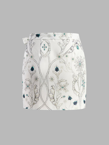 Floral Print Wrap Skirt